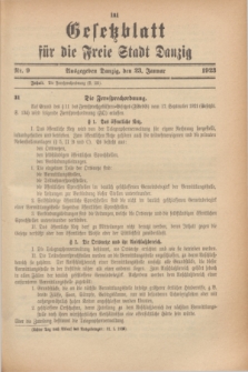 Gesetzblatt für die Freie Stadt Danzig.1923, Nr. 9 (23 Januar)