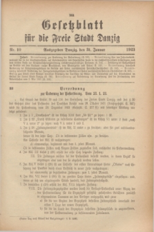 Gesetzblatt für die Freie Stadt Danzig.1923, Nr. 10 (31 Januar)