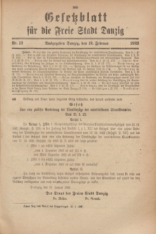Gesetzblatt für die Freie Stadt Danzig.1923, Nr. 12 (12 Februar)