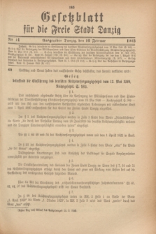 Gesetzblatt für die Freie Stadt Danzig.1923, Nr. 14 (16 Februar)