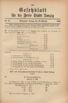 Gesetzblatt für die Freie Stadt Danzig.1923, Nr. 18 (28 Februar)
