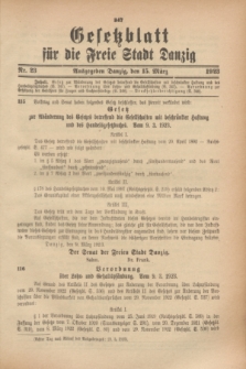 Gesetzblatt für die Freie Stadt Danzig.1923, Nr. 23 (15 März)