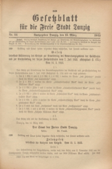 Gesetzblatt für die Freie Stadt Danzig.1923, Nr. 24 (15 März)