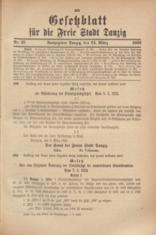 Gesetzblatt für die Freie Stadt Danzig.1923, Nr. 25 (24 März)