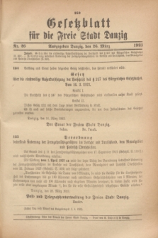 Gesetzblatt für die Freie Stadt Danzig.1923, Nr. 26 (26 März)
