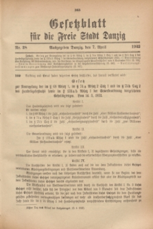 Gesetzblatt für die Freie Stadt Danzig.1923, Nr. 28 (7 April)
