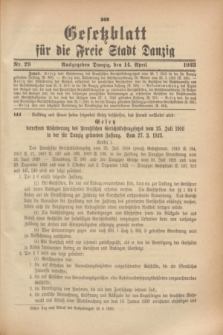 Gesetzblatt für die Freie Stadt Danzig.1923, Nr. 29 (14 April)