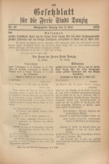 Gesetzblatt für die Freie Stadt Danzig.1923, Nr. 32 (5 Mai)