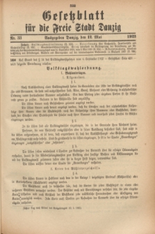 Gesetzblatt für die Freie Stadt Danzig.1923, Nr. 33 (12 Mai)