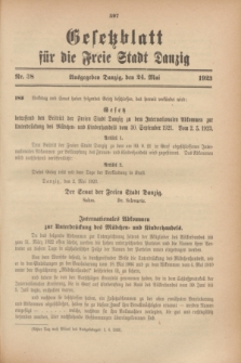 Gesetzblatt für die Freie Stadt Danzig.1923, Nr. 38 (24 Mai)
