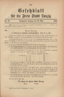 Gesetzblatt für die Freie Stadt Danzig.1923, Nr. 40 (29 Mai)