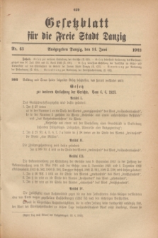 Gesetzblatt für die Freie Stadt Danzig.1923, Nr. 43 (14 Juni)