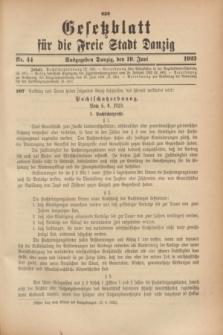 Gesetzblatt für die Freie Stadt Danzig.1923, Nr. 44 (19 Juni)