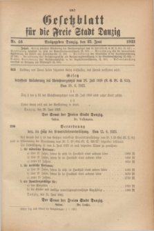 Gesetzblatt für die Freie Stadt Danzig.1923, Nr. 46 (25 Juni)