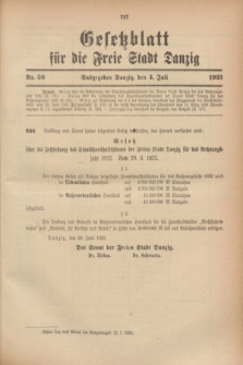 Gesetzblatt für die Freie Stadt Danzig.1923, Nr. 50 (4 Juli)