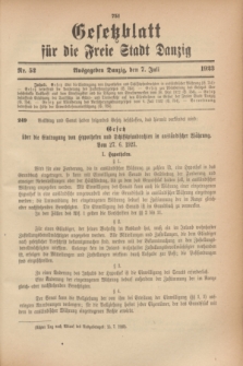 Gesetzblatt für die Freie Stadt Danzig.1923, Nr. 52 (7 Juli)