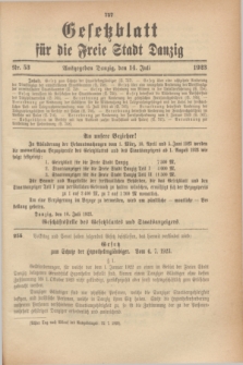 Gesetzblatt für die Freie Stadt Danzig.1923, Nr. 53 (14 Juli)