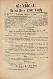 Gesetzblatt für die Freie Stadt Danzig.1923, Nr. 57 (1 August)