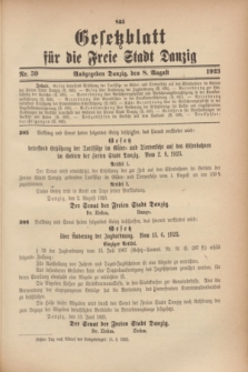 Gesetzblatt für die Freie Stadt Danzig.1923, Nr. 59 (8 August)