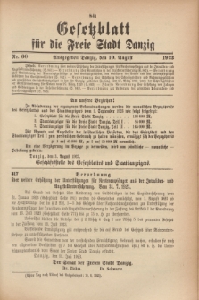 Gesetzblatt für die Freie Stadt Danzig.1923, Nr. 60 (10 August)
