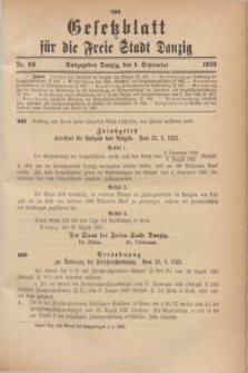 Gesetzblatt für die Freie Stadt Danzig.1923, Nr. 66 (1 September)