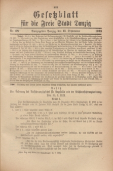 Gesetzblatt für die Freie Stadt Danzig.1923, Nr. 68 (13 September)