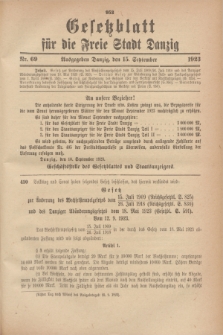 Gesetzblatt für die Freie Stadt Danzig.1923, Nr. 69 (15 September)