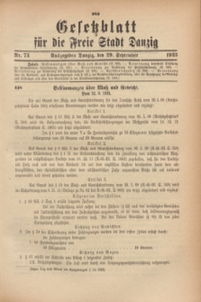 Gesetzblatt für die Freie Stadt Danzig.1923, Nr. 73 (29 September)