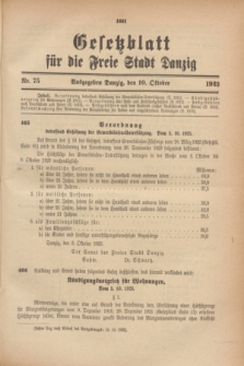 Gesetzblatt für die Freie Stadt Danzig.1923, Nr. 75 (10 Oktober)