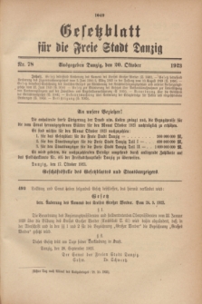 Gesetzblatt für die Freie Stadt Danzig.1923, Nr. 78 (20 Oktober)