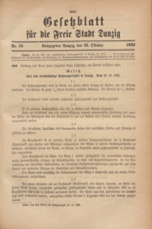 Gesetzblatt für die Freie Stadt Danzig.1923, Nr. 79 (22 Oktober)