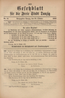 Gesetzblatt für die Freie Stadt Danzig.1923, Nr. 81 (24 Oktober)