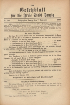 Gesetzblatt für die Freie Stadt Danzig.1923, Nr. 89 (7 November)