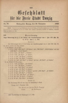 Gesetzblatt für die Freie Stadt Danzig.1923, Nr. 91 (10 November)