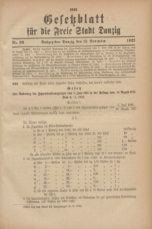 Gesetzblatt für die Freie Stadt Danzig.1923, Nr. 92 (13 November)