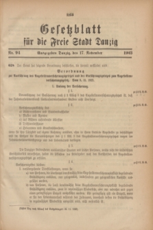 Gesetzblatt für die Freie Stadt Danzig.1923, Nr. 94 (17 November)