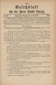 Gesetzblatt für die Freie Stadt Danzig.1923, Nr. 98 (1 Dezember)