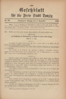 Gesetzblatt für die Freie Stadt Danzig.1923, Nr. 99 (7 Dezember)
