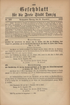 Gesetzblatt für die Freie Stadt Danzig.1923, Nr. 102 (31 Dezember)
