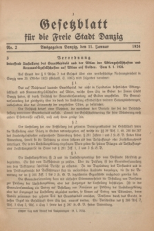 Gesetzblatt für die Freie Stadt Danzig.1924, Nr. 2 (11 Januar)