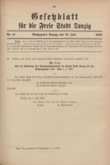 Gesetzblatt für die Freie Stadt Danzig.1924, Nr. 31 (24 Juli)