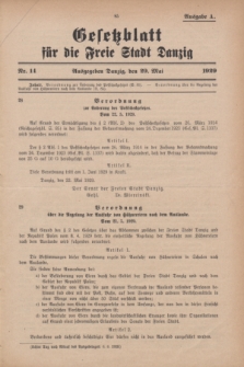 Gesetzblatt für die Freie Stadt Danzig.1929, Nr. 14 (29 Mai) - Ausgabe A
