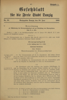 Gesetzblatt für die Freie Stadt Danzig.1931, Nr. 28 (29 Juni) - Ausgabe A