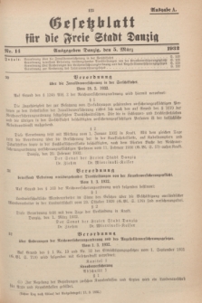 Gesetzblatt für die Freie Stadt Danzig.1932, Nr. 14 (5 März) - Ausgabe A