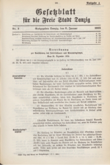 Gesetzblatt für die Freie Stadt Danzig.1935, Nr. 3 (9 Januar) - Ausgabe A