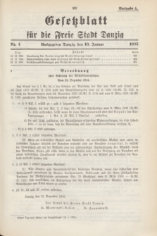 Gesetzblatt für die Freie Stadt Danzig.1935, Nr. 4 (16 Januar) - Ausgabe A