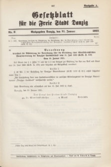 Gesetzblatt für die Freie Stadt Danzig.1935, Nr. 6 (21 Januar) - Ausgabe A