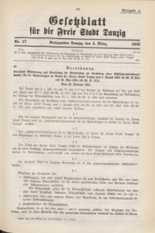 Gesetzblatt für die Freie Stadt Danzig.1935, Nr. 17 (4 März) - Ausgabe A