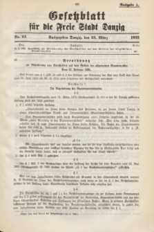 Gesetzblatt für die Freie Stadt Danzig.1935, Nr. 23 (23 März) - Ausgabe A