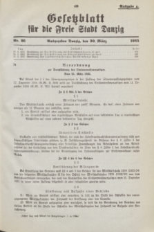 Gesetzblatt für die Freie Stadt Danzig.1935, Nr. 26 (30 März) - Ausgabe A